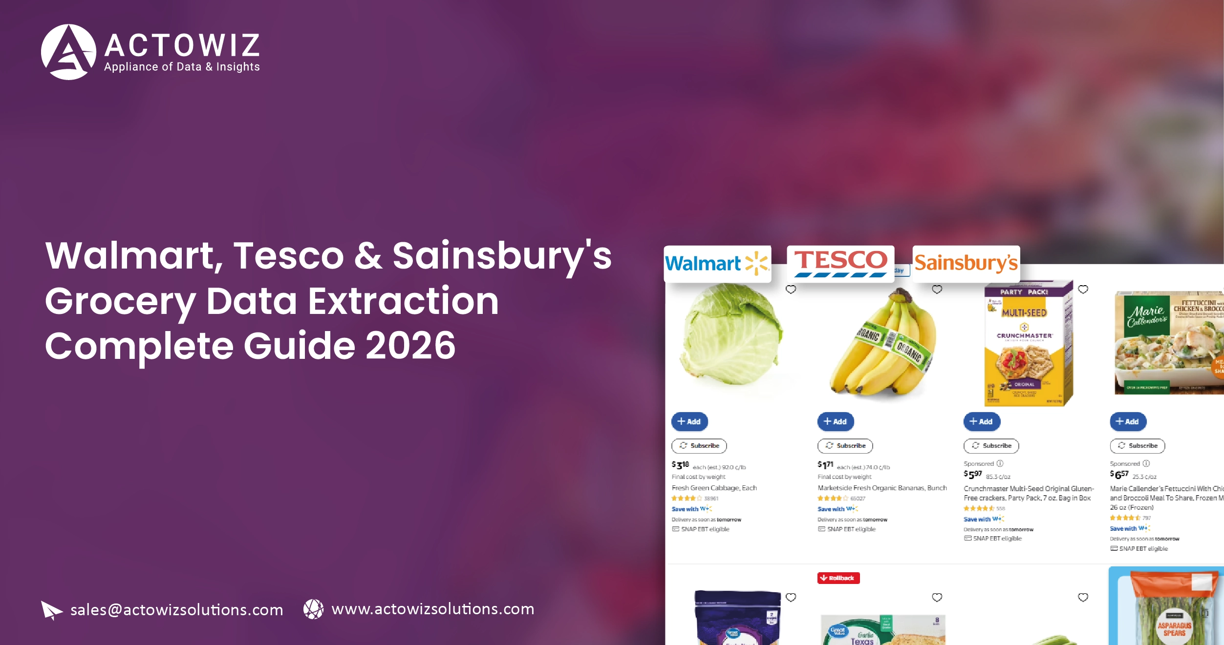 Walmart, Tesco & Sainsbury's Grocery Data Extraction — Complete Guide 2026